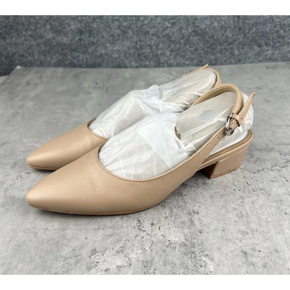 Naturalizer Womens Banks Nude Beige Slingback Strap Flats Size 6.5W New